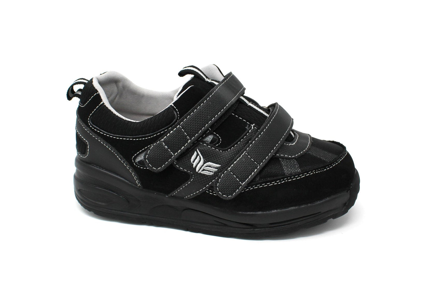 MT. Emey MTS16V Black - Kids Extra Depth Athletic Walking Shoes Hook and Loop