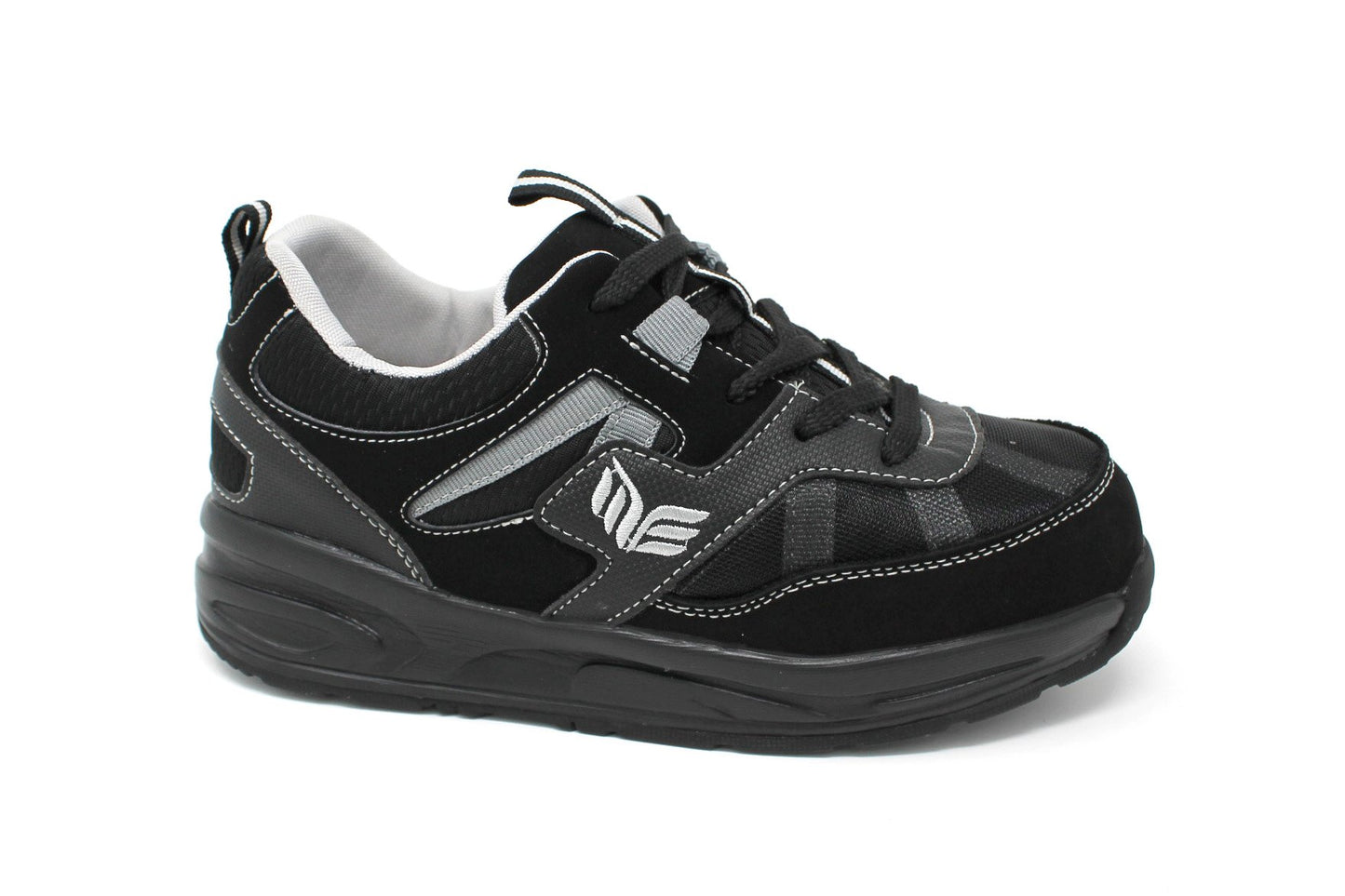 MT. Emey MTS16 Black - Kids Extra Depth Athletic Walking Shoes with Laces