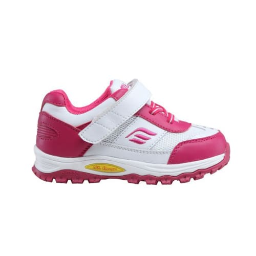 Mt. Emey 3301-5L White/Rosy Red - Children Straight Last Athletic Shoes  with Elastic Laces