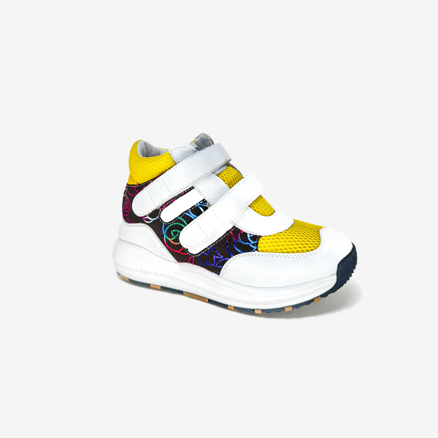 Mt. Emey 2681 White/Orange- Children Straight Last Athletic Boots with Hooks and Loops