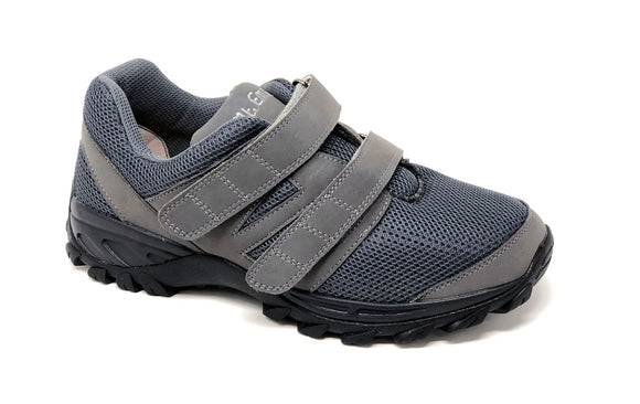 Mt. Emey 9704-V Gray - Men Athletic Mesh Hook and Loop Walking Shoes