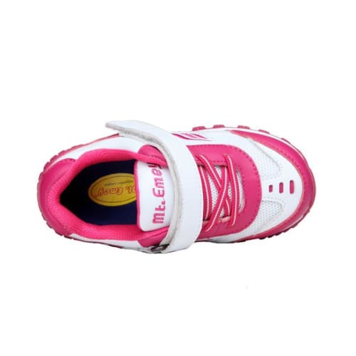 Mt. Emey 3301-5L White/Rosy Red - Children Straight Last Athletic Shoes  with Elastic Laces
